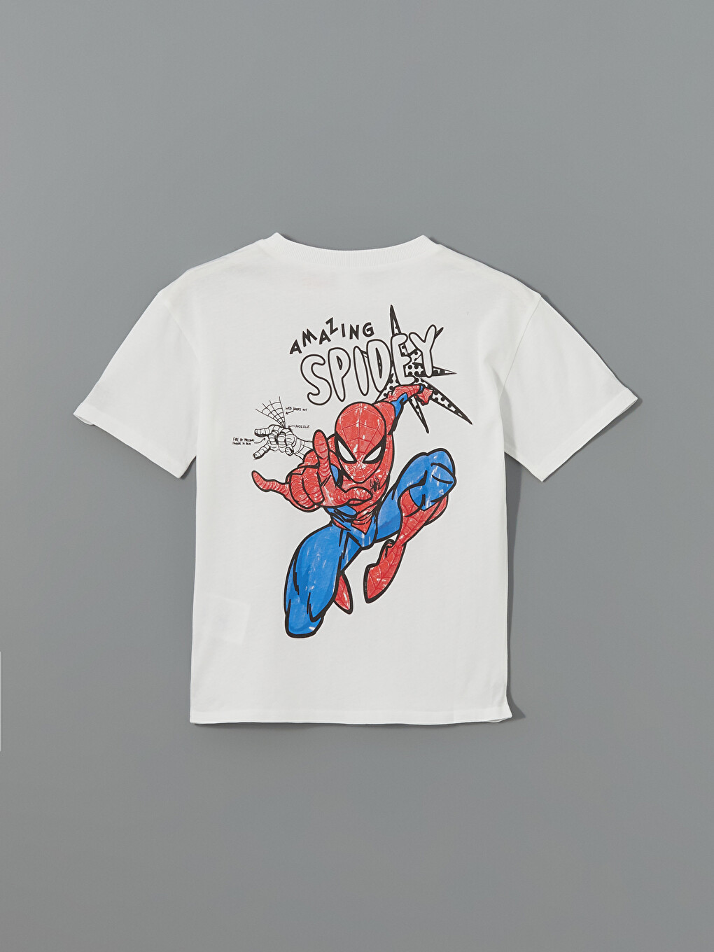 Beyaz Bisiklet Yaka Spider-man Baskılı Erkek Çocuk Tişört-4