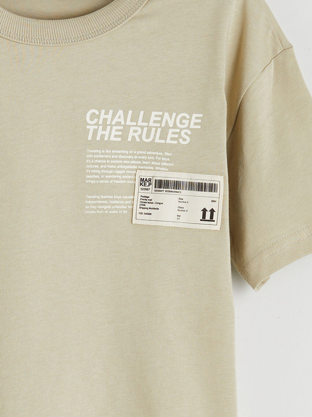T-shirt pour Garçons à Col Rond avec Texte Imprimé-2