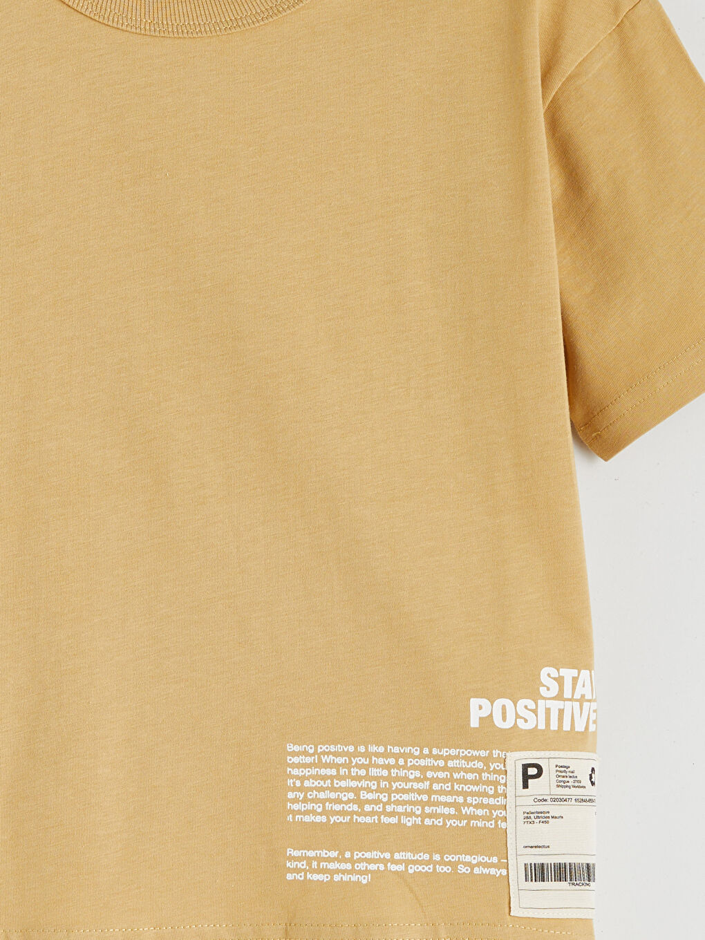 Tricou pentru Băieți cu Guler Rotund și Text Imprimat-2