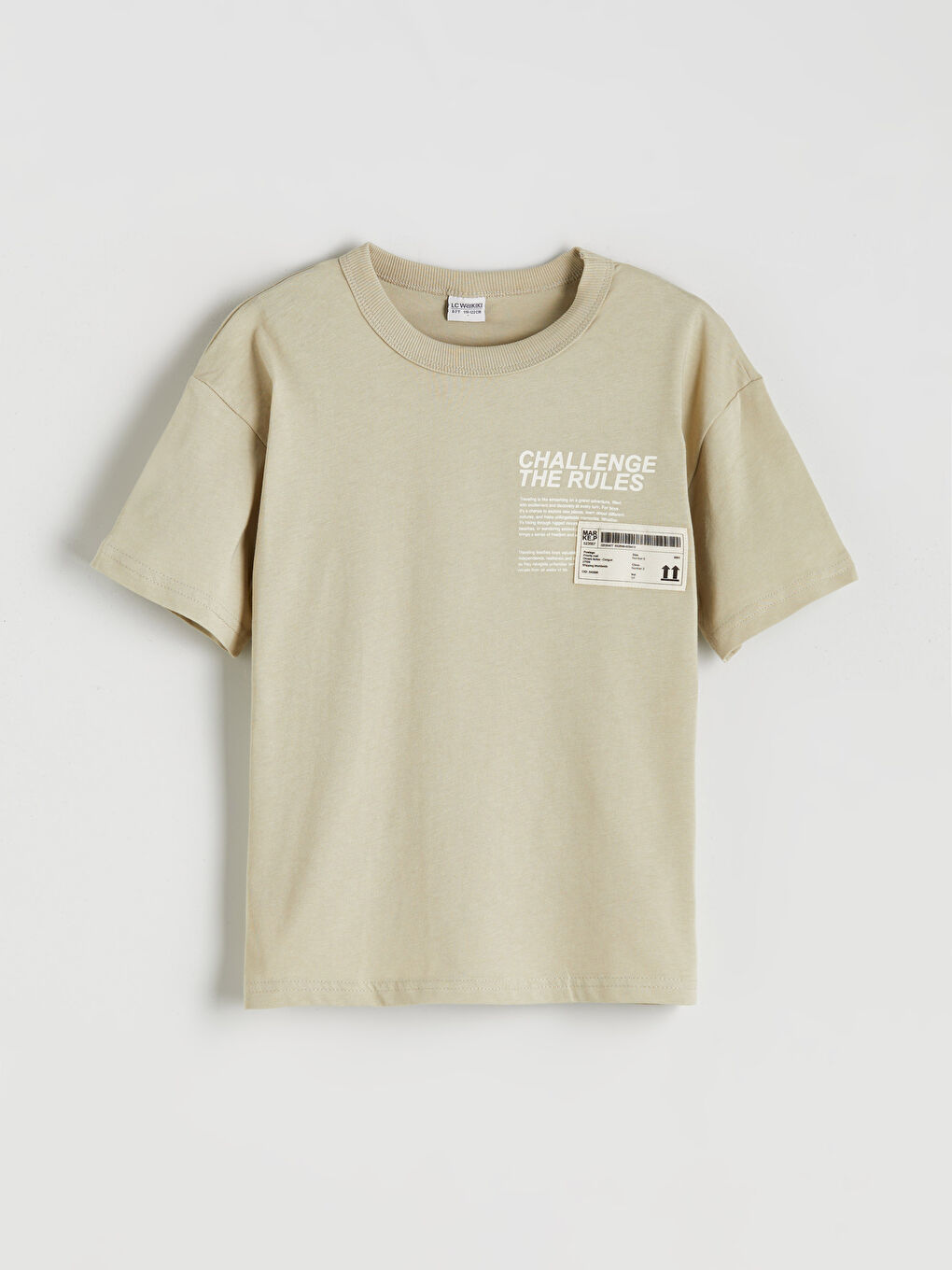 T-shirt pour Garçons à Col Rond avec Texte Imprimé