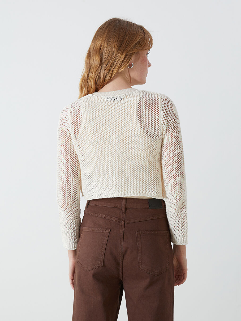 XSIDE Crew Neck Hole-Knitted Women's Knitwear Cardigan -S5BK07Z8-VHM