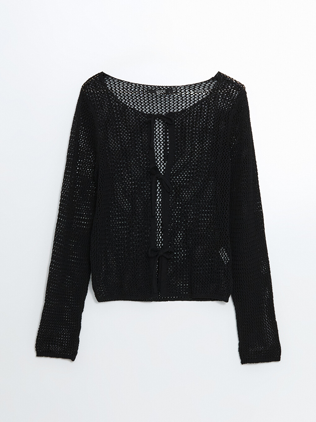 Cardigan Tricotat Cu Găuri Pentru Femei Cu Guler Rotund-4