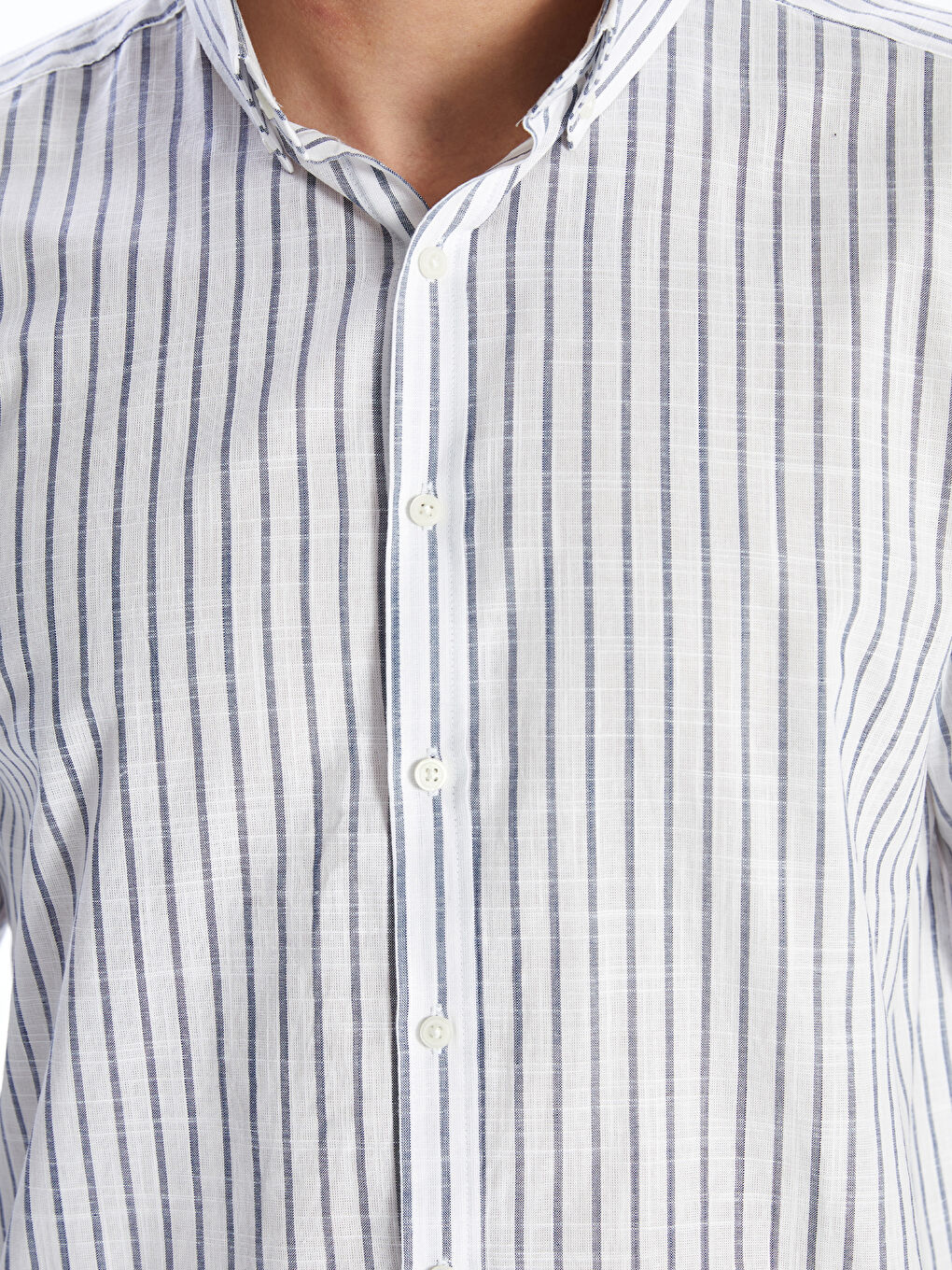 Slim Fit Long Sleeve Striped Poplin Men's Shirt -S5BK22Z8-RFH