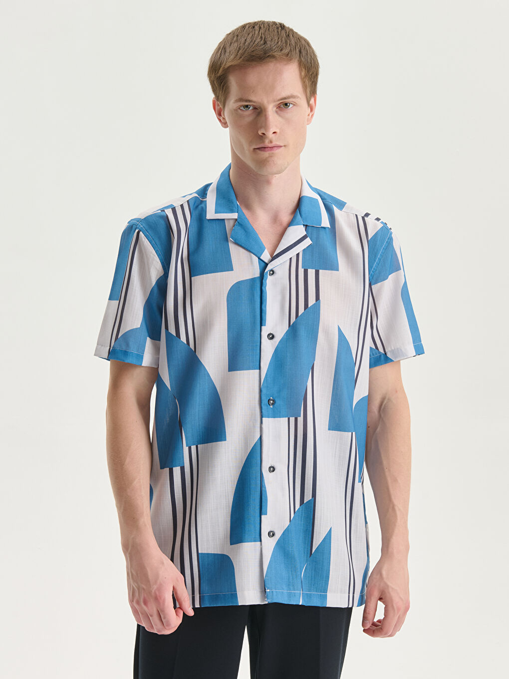 LCW Vision Regular Fit Short Sleeve Patterned Men's Shirt -S5BK46Z8-P2V