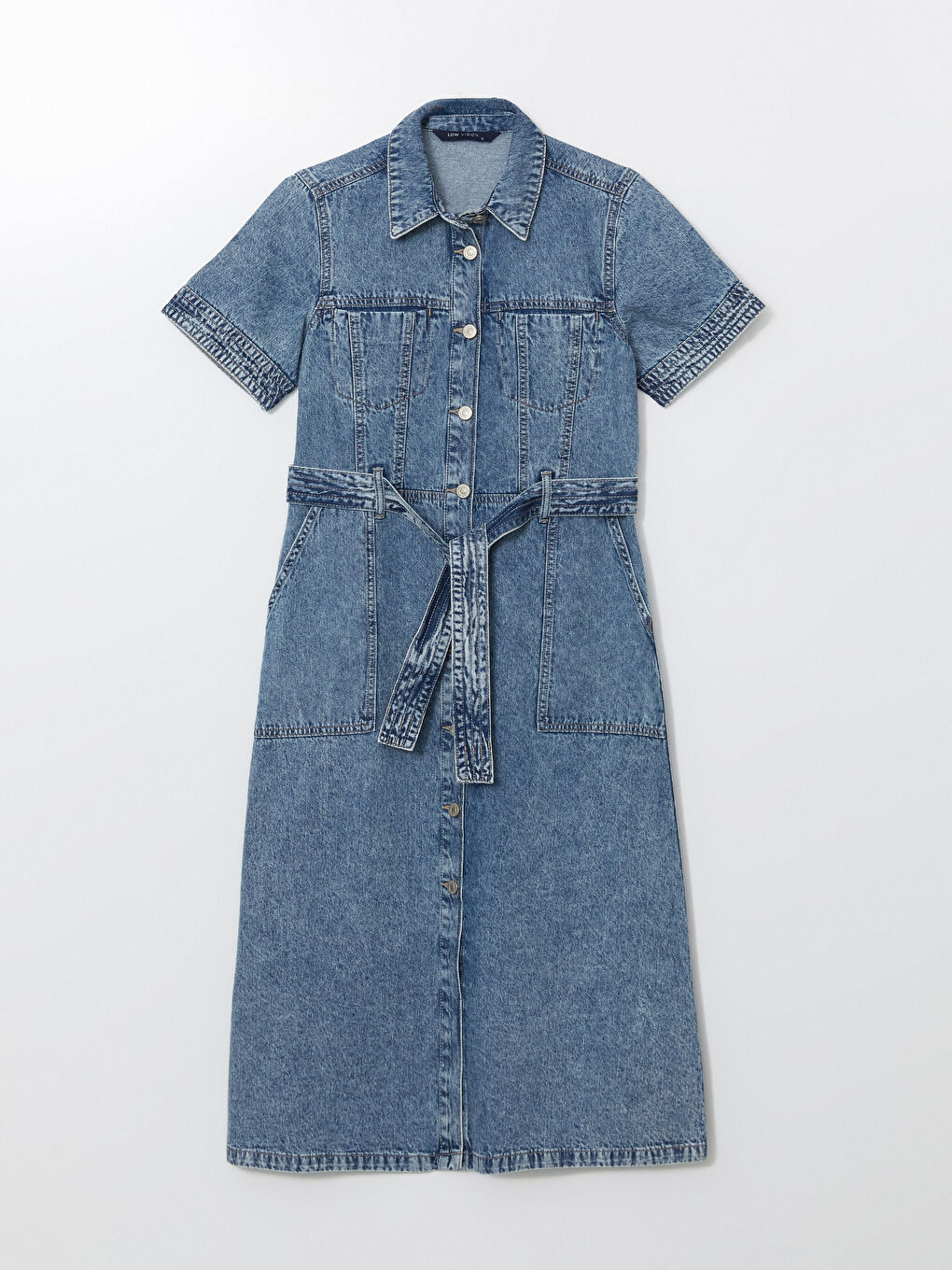 Collared Neck Women's Denim Dress -S5BK64Z8-507