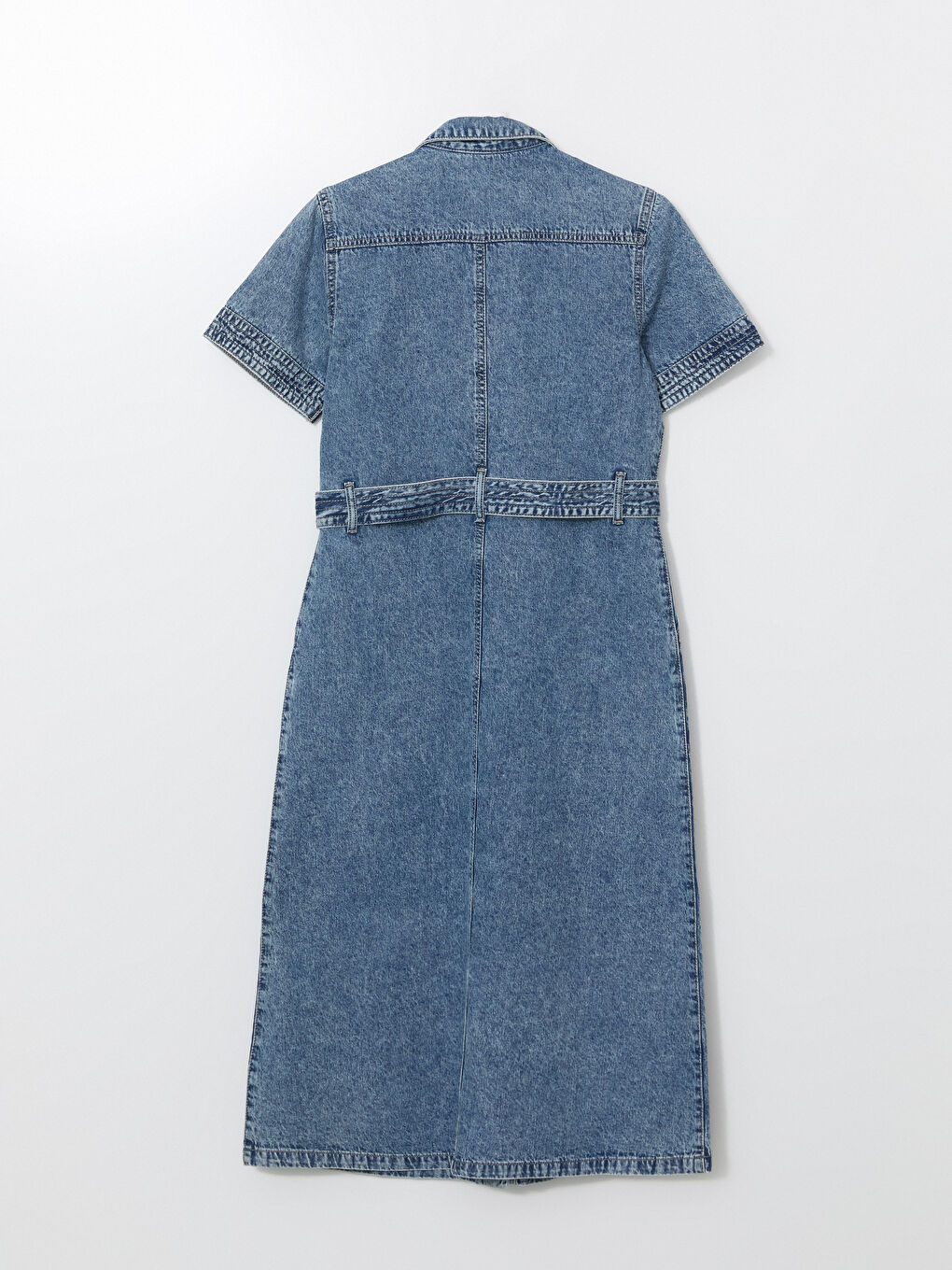 Collared Neck Women's Denim Dress -S5BK64Z8-507