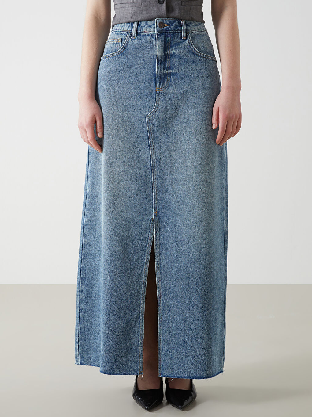 Regular Fit Women's Denim Skirt -S5BK68Z8-507