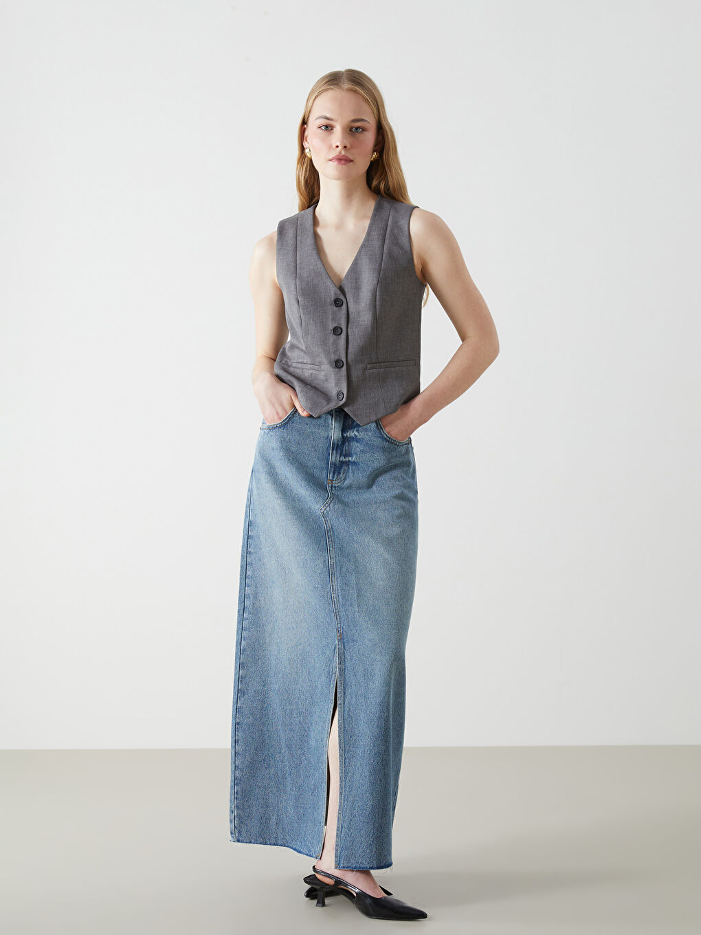 Regular Fit Women's Denim Skirt -S5BK68Z8-507