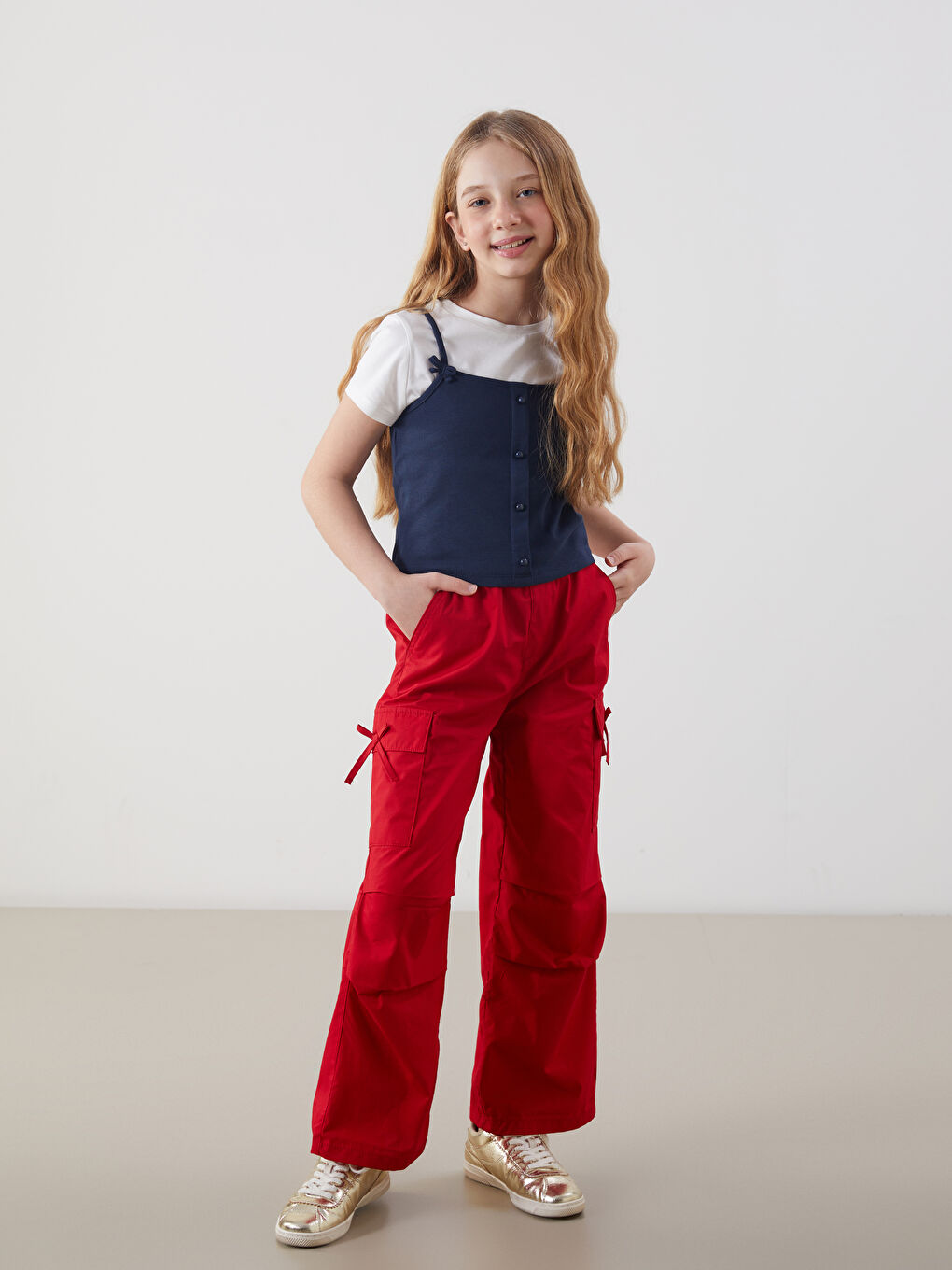 Girl RED Cargo Trousers -S5BL20Z4-HPM
