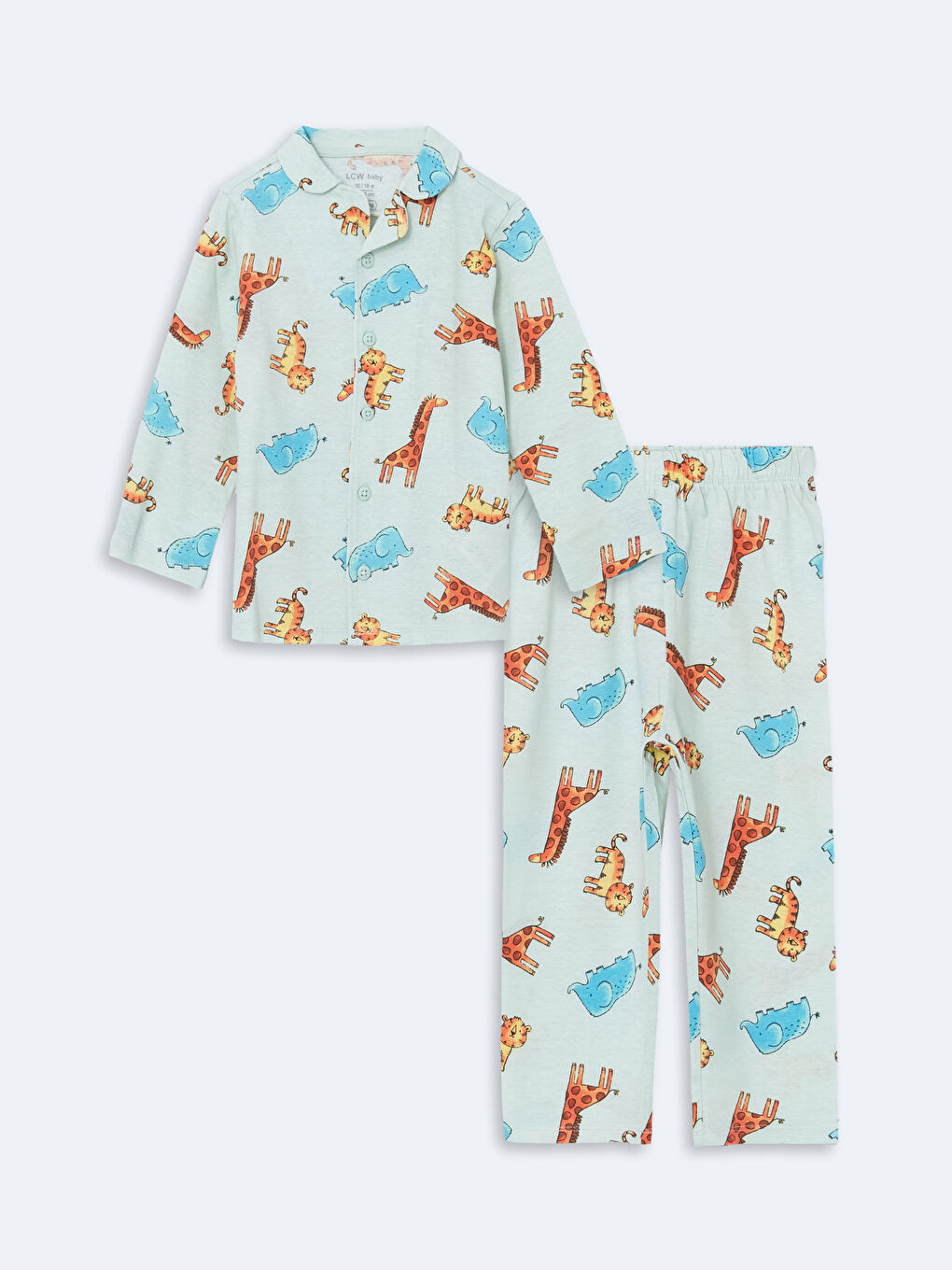 Shirt Collar Printed Baby Boy Pajama Set -S5BL35Z1-LRK