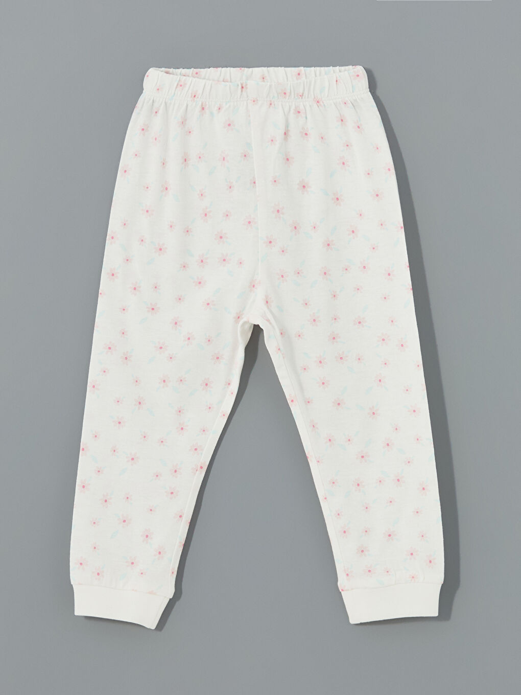 Ekru Beli Lastikli Kız Bebek Pijama Alt-1