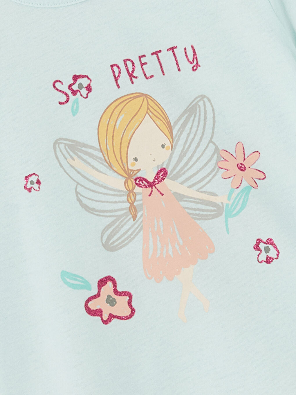 Yeşil Bisiklet Yaka Baskılı Kız Bebek Pijama Üst-1