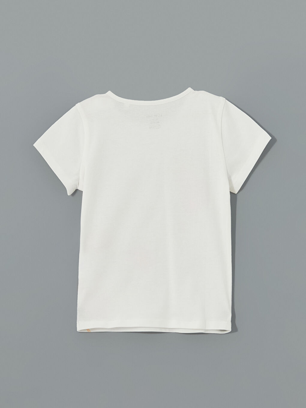 Ekru Bisiklet Yaka Baskılı Kız Bebek Tişört-1