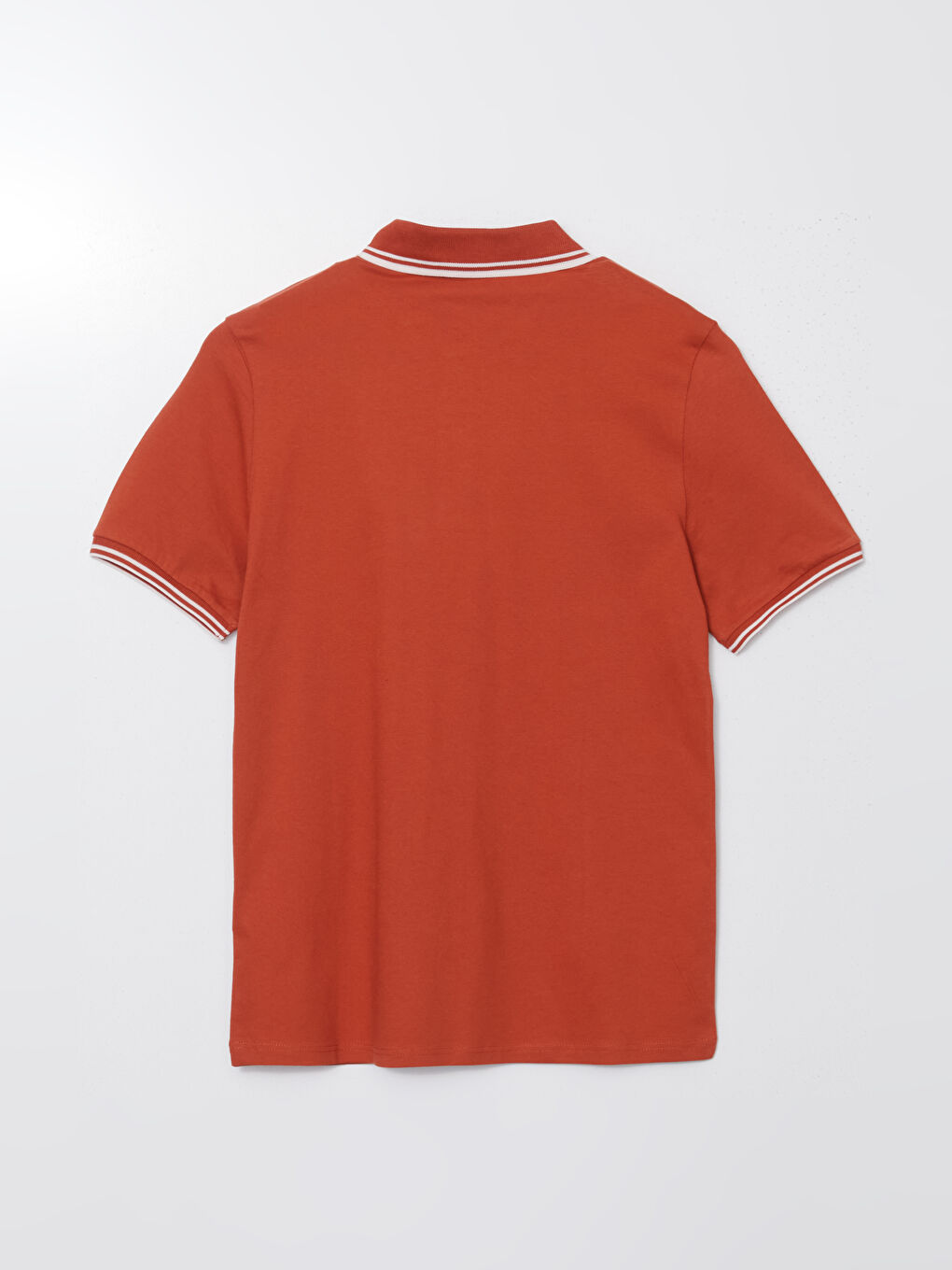 Turuncu Polo Yaka Kısa Kollu Erkek Dokulu Tişört-5