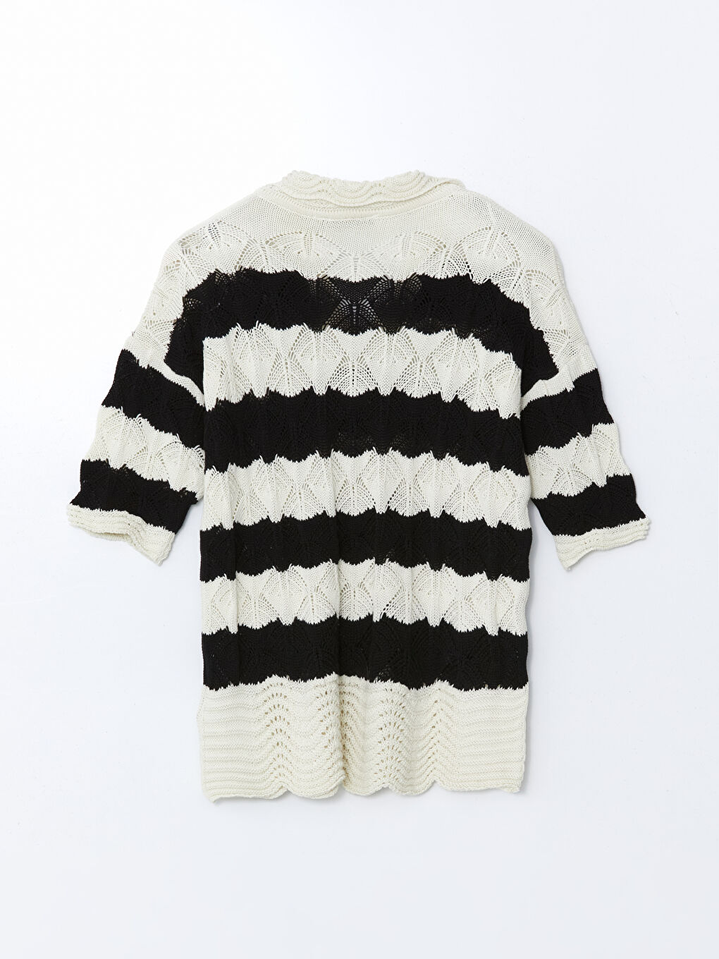 Polo Neck Striped Women's Knitwear Sweater -S5BL78Z8-LEG
