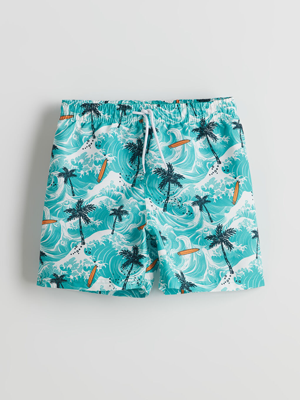 Turkuaz Beli Lastikli Erkek Çocuk Deniz Şortu