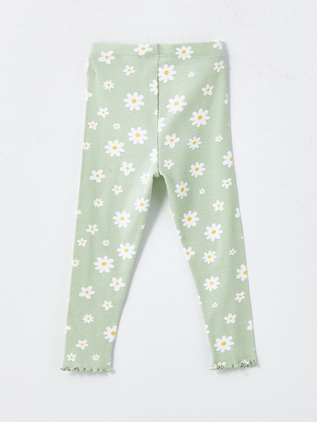 Yeşil Beli Lastikli Çicekli Kız Bebek Tayt-1