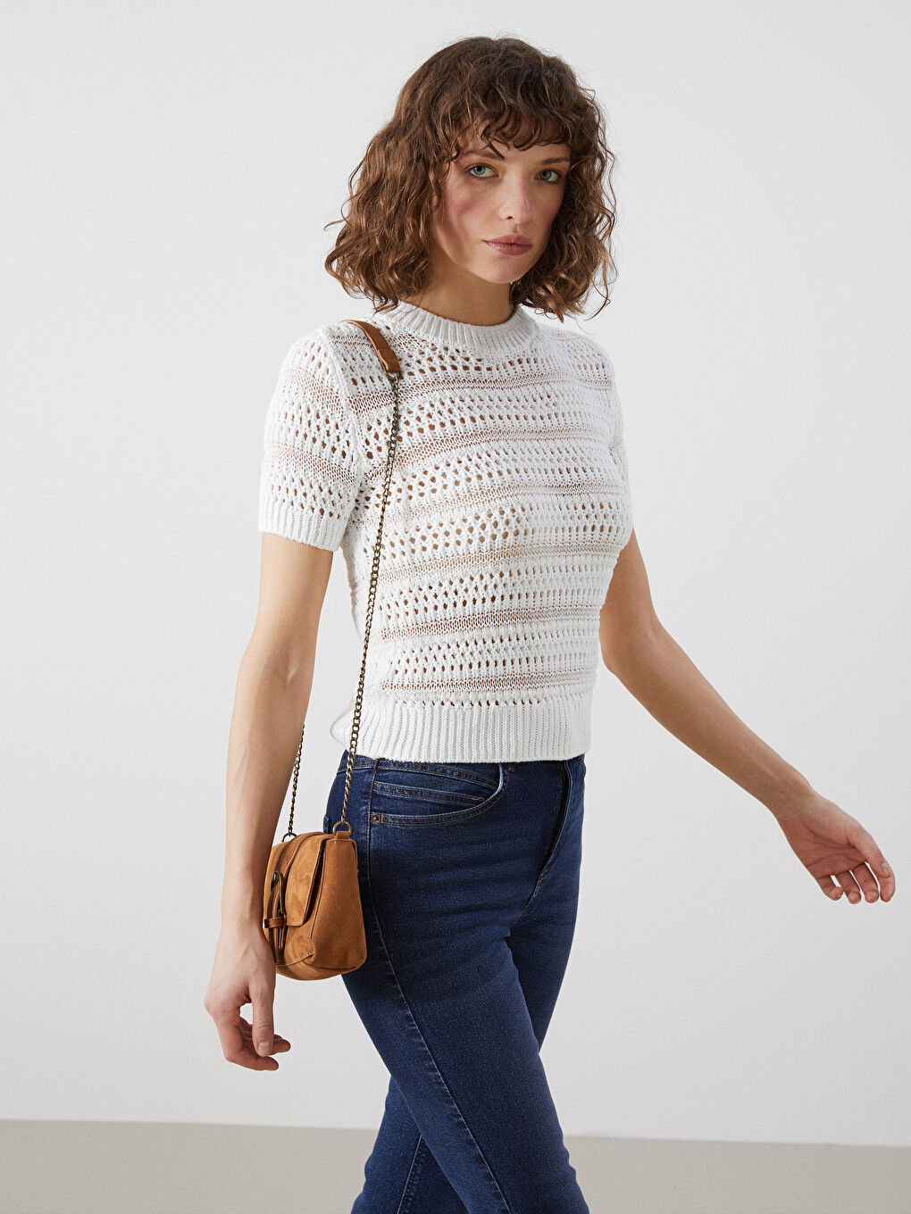 Crew Neck Hole-Knitted Women's Sweater -S5BM25Z8-FDU
