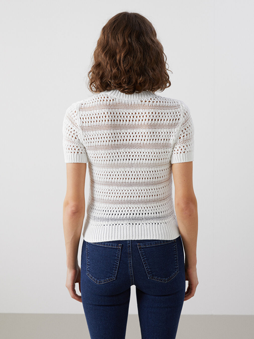 Crew Neck Hole-Knitted Women's Sweater -S5BM25Z8-FDU