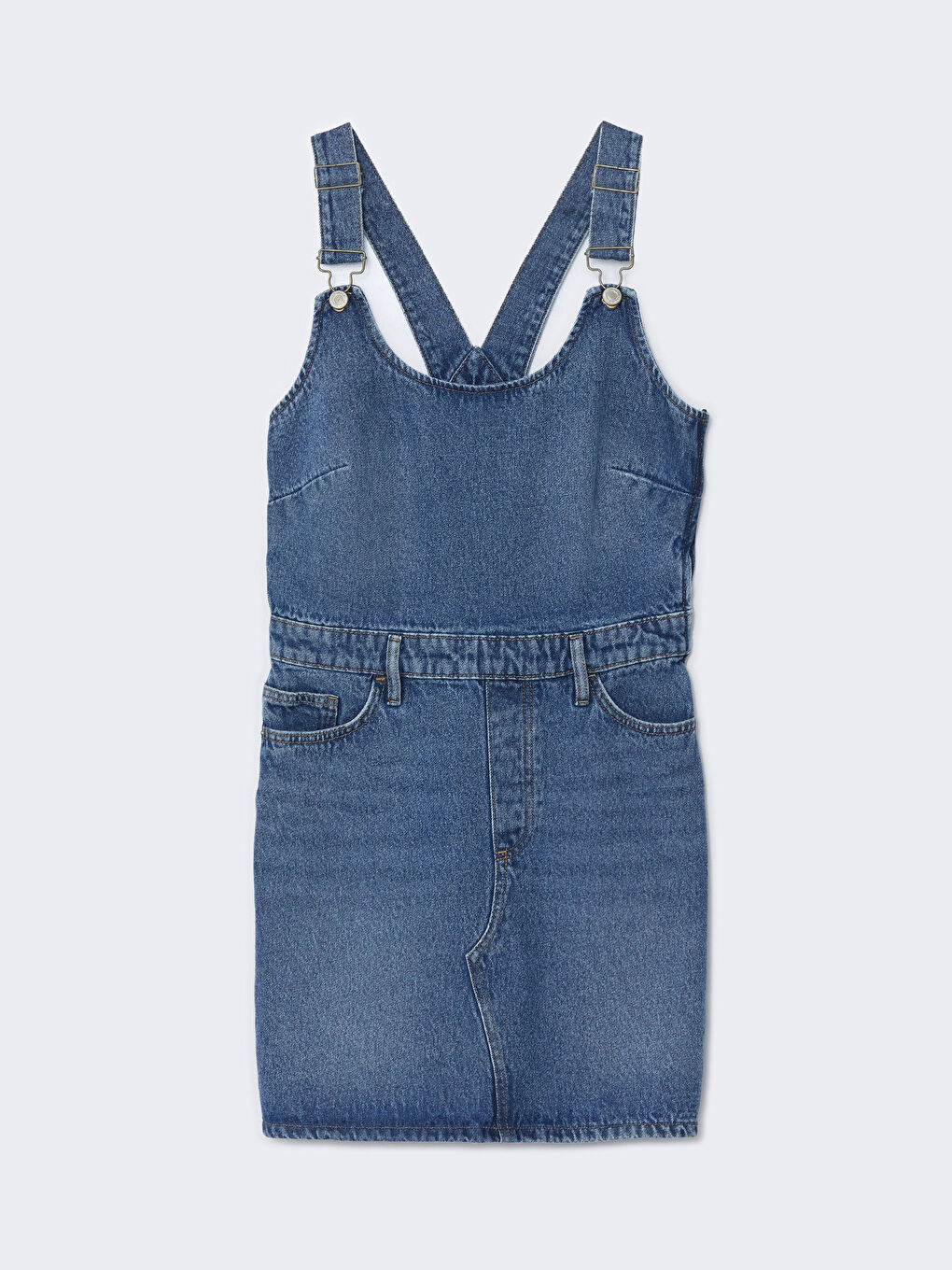 Square Collar Women's Denim Dungarees Dress -S5BM26Z8-507