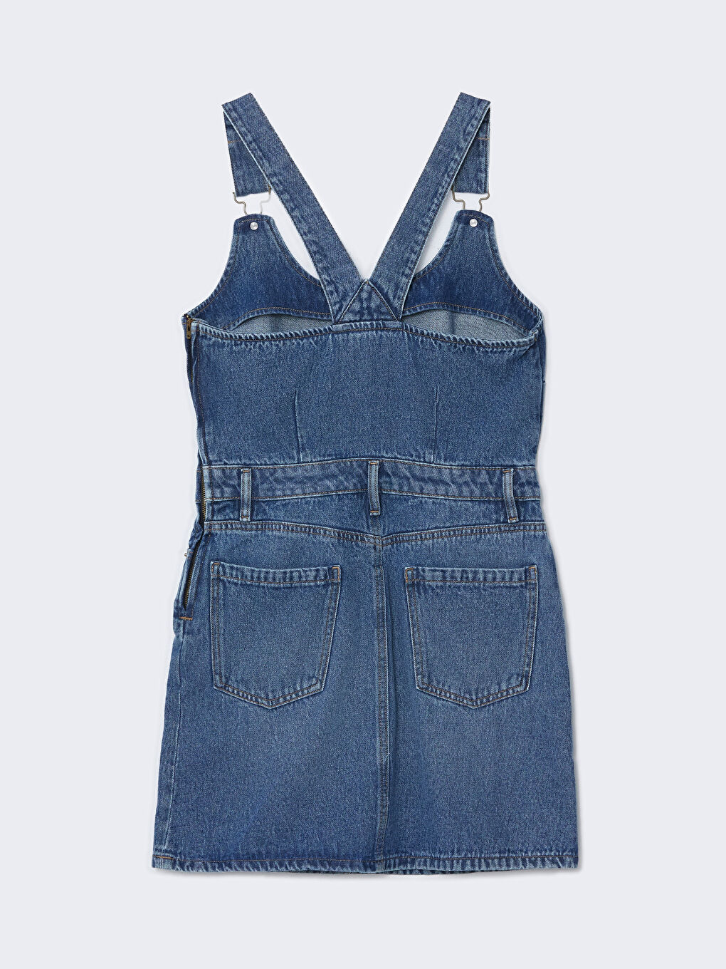 Square Collar Women's Denim Dungarees Dress -S5BM26Z8-507