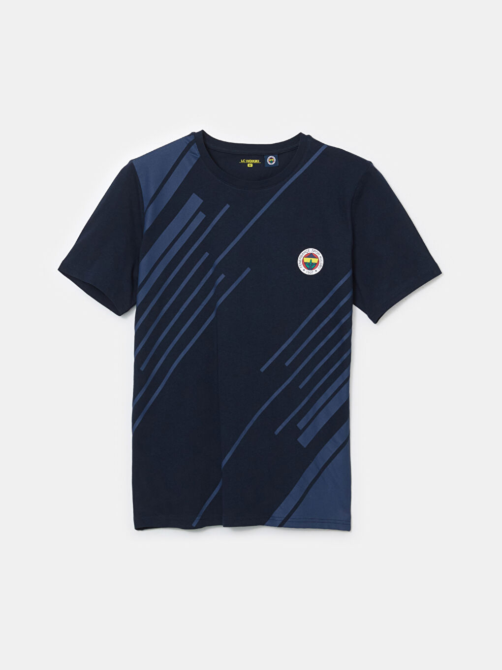 Lacivert Bisiklet Yaka Kısa Kollu Fenerbahçe Baskılı Erkek Pijama Üst