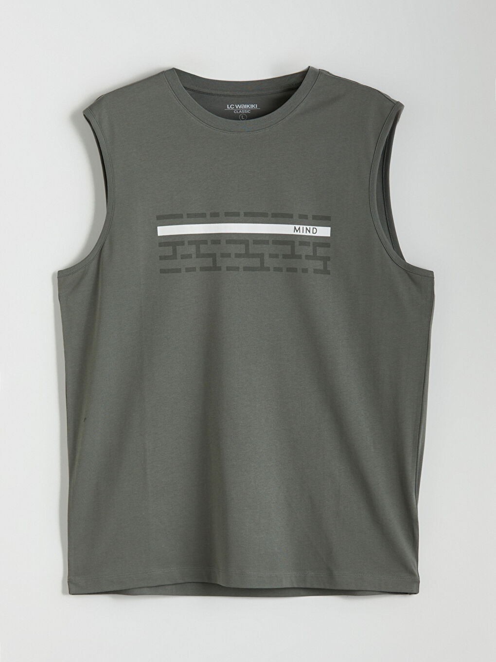 მრგვალი საყელო ნაბეჭდი მამაკაცის უმკლავო მაისური-4