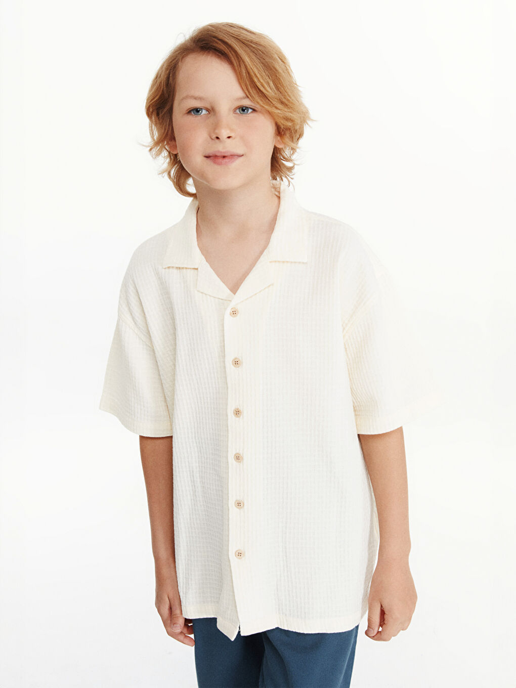 Short Sleeve Textured Boys' Shirt -S5BN03Z4-FDJ