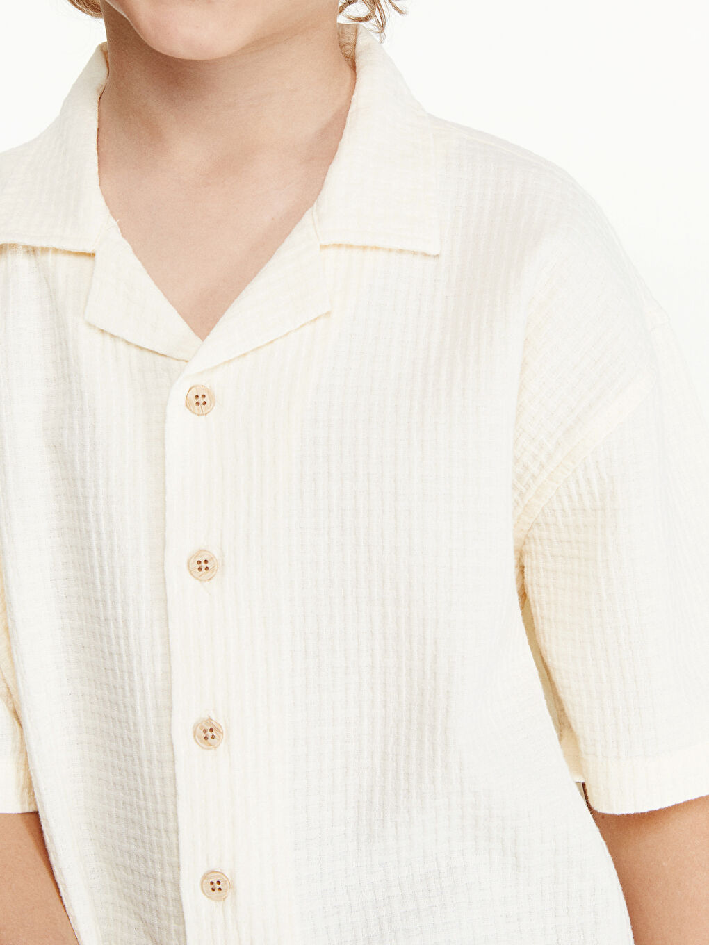 Short Sleeve Textured Boys' Shirt -S5BN03Z4-FDJ