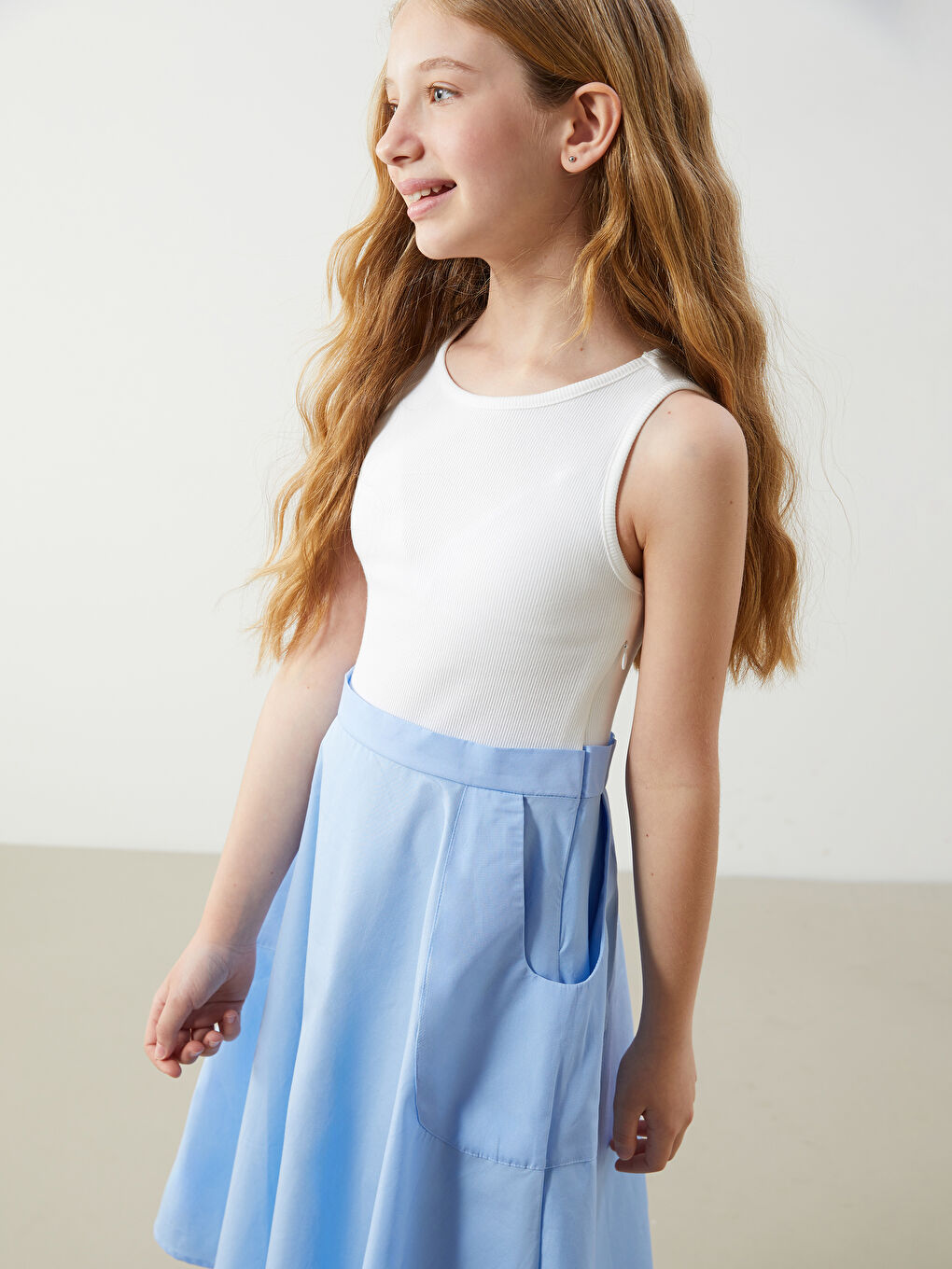 Crew Neck Girls' Dress -S5BN11Z4-R9J