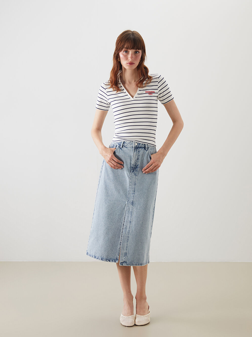 Polo Neck Striped Crop -S5BN22Z8-R9J