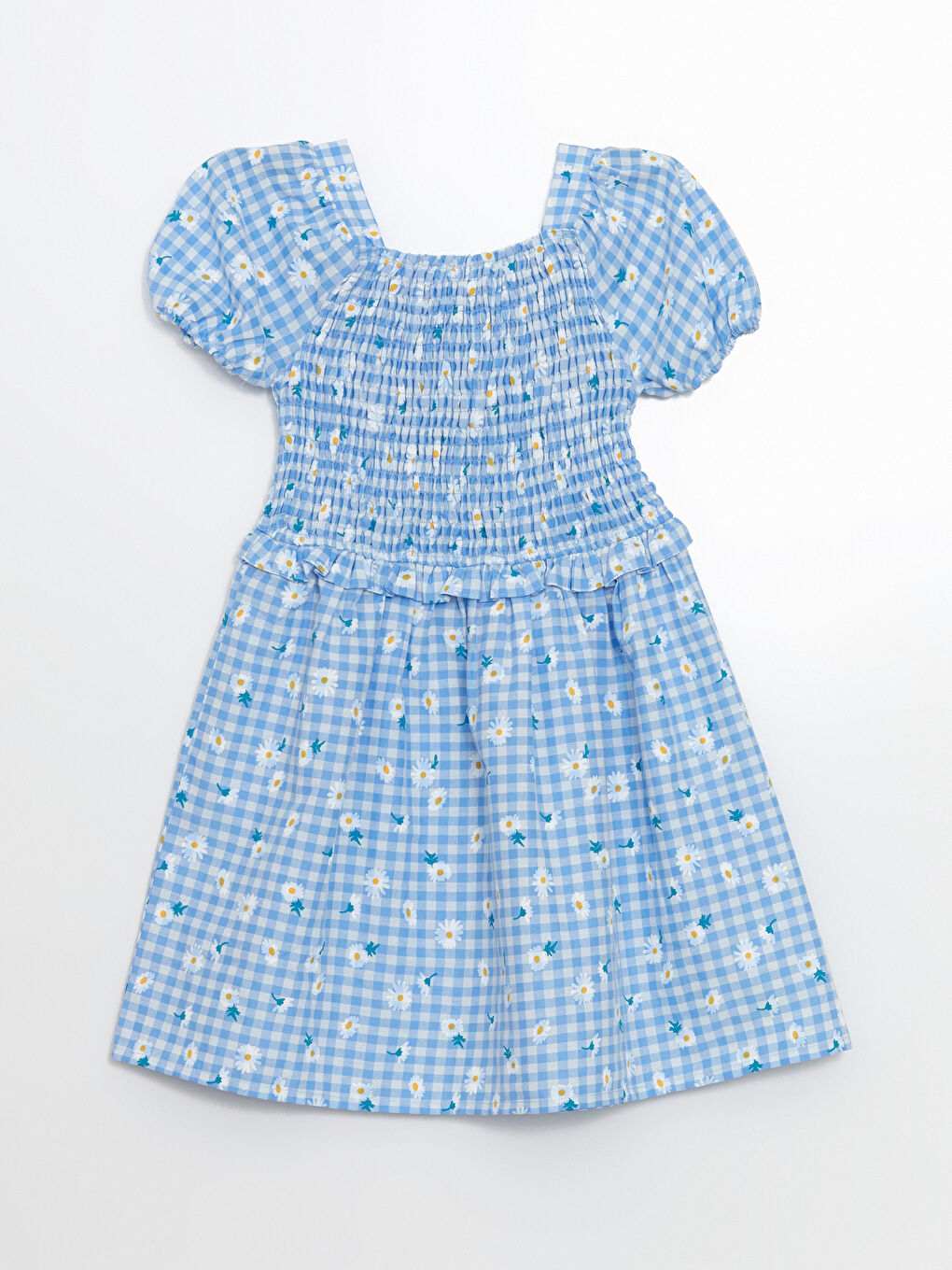 Square Collar Floral Girl's Dress -S5BN40Z4-LQK