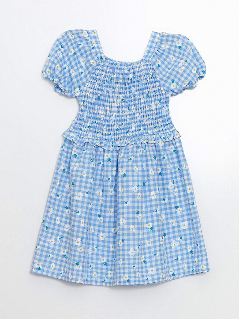 Square Collar Floral Girl's Dress -S5BN40Z4-LQK