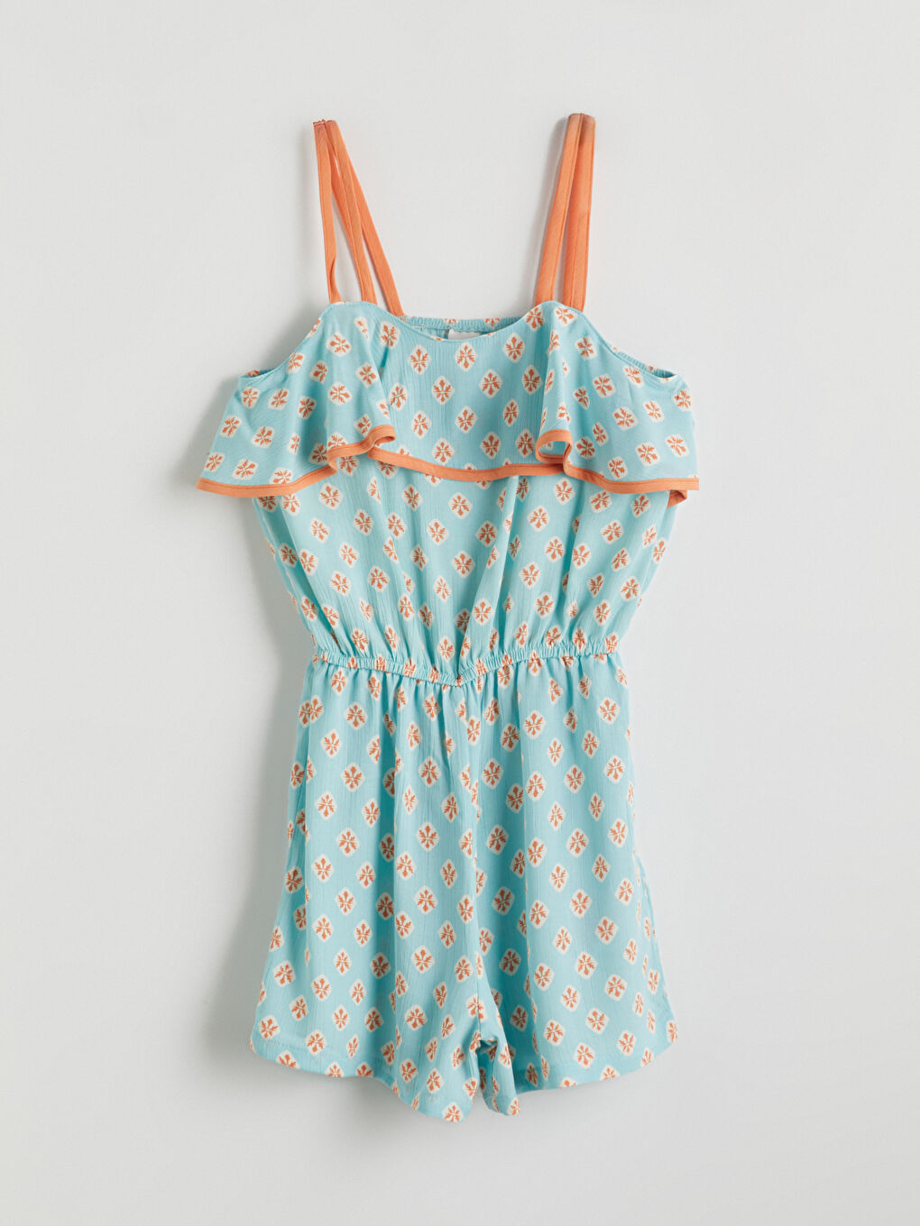 Turkuaz Kare Yaka Kız Çocuk Tulum-2