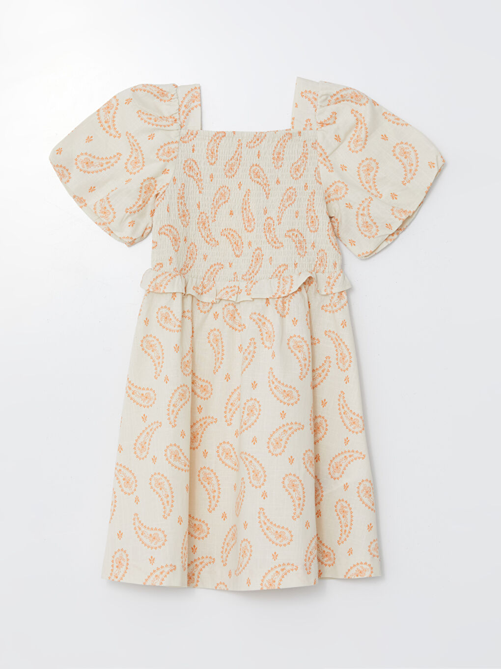 Patterned Pleated Girl Short Dress -S5BN57Z4-LQB