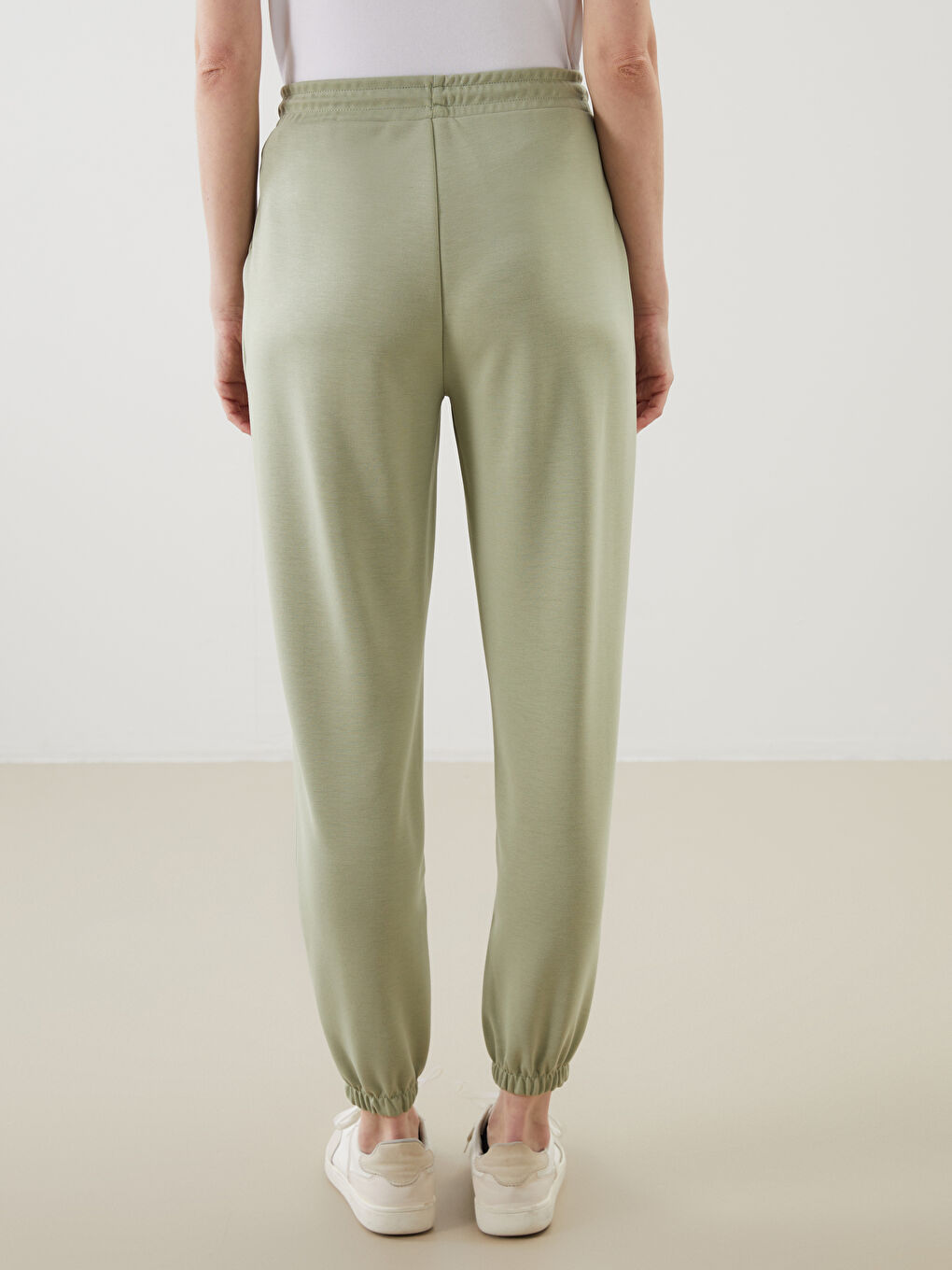 Yeşil Beli Lastikli Kadın Jogger Eşofman Altı-3