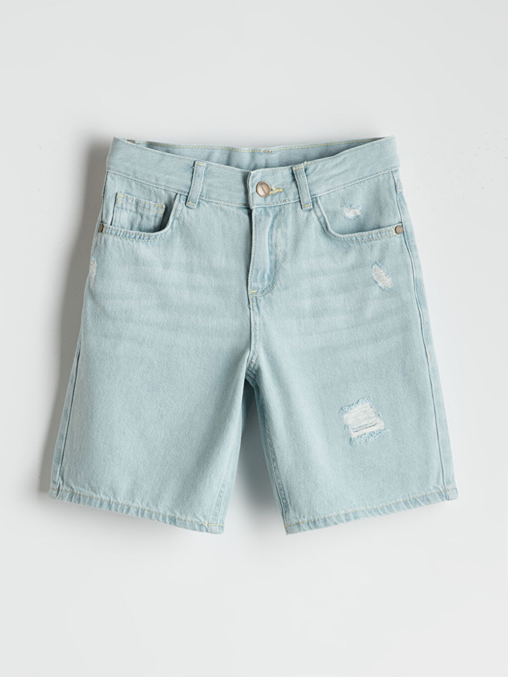 LCW Kids Indigo Beli Ayarlanabilir Lastikli Erkek Çocuk Jean Şort
