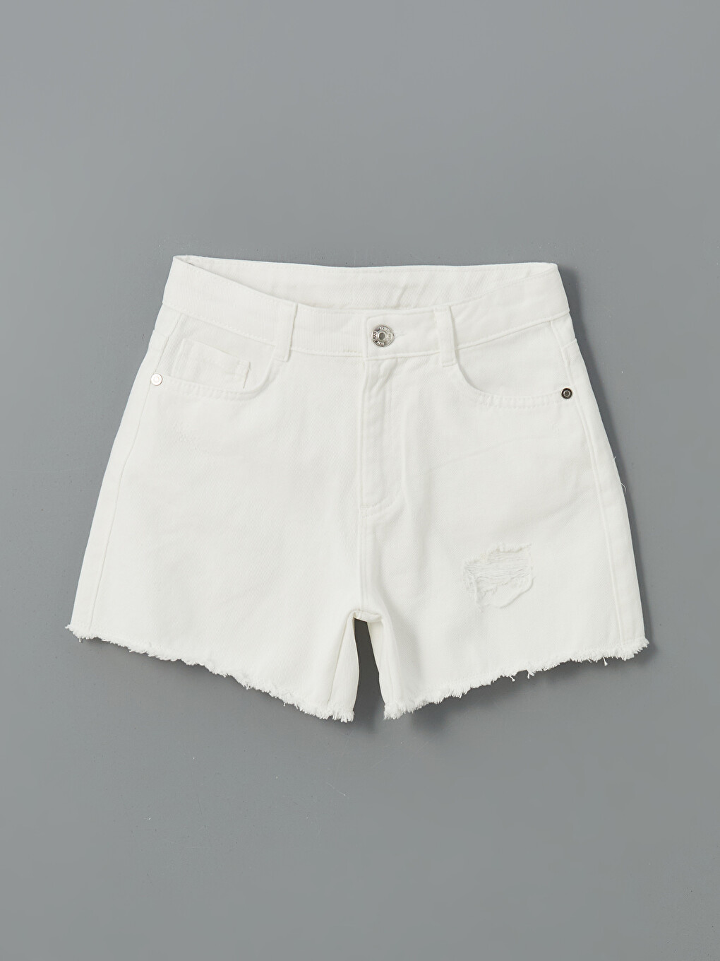 Plain Ripped Detailed Girls Shorts