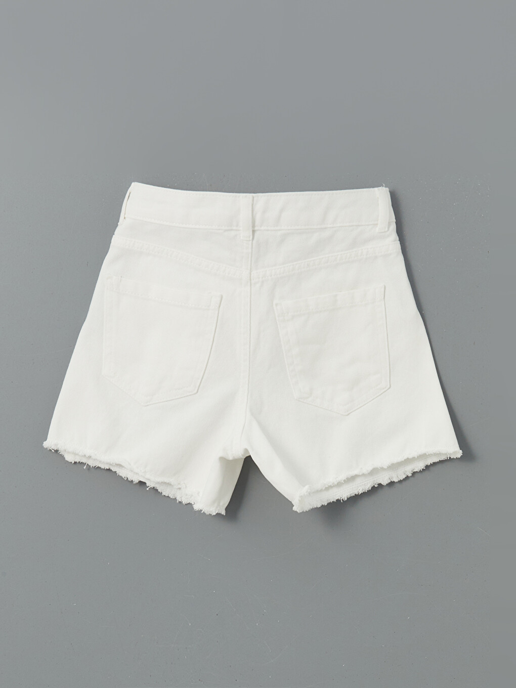 Plain Ripped Detailed Girls Shorts-1