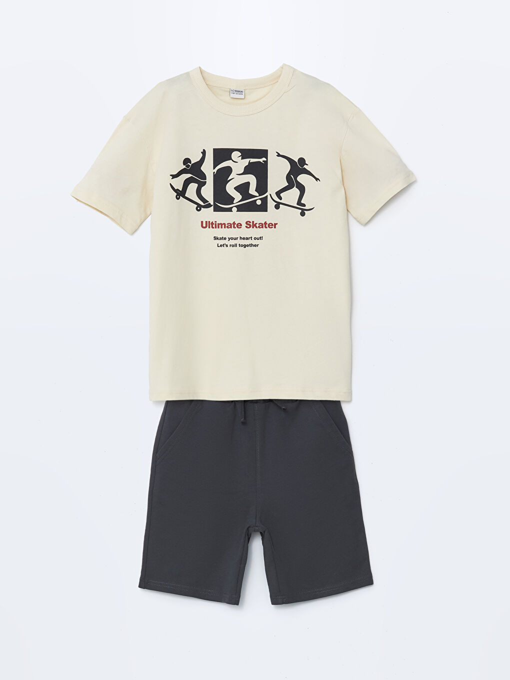 Crew Neck Boy T-Shirt and Shorts -S5BO03Z4-FUP