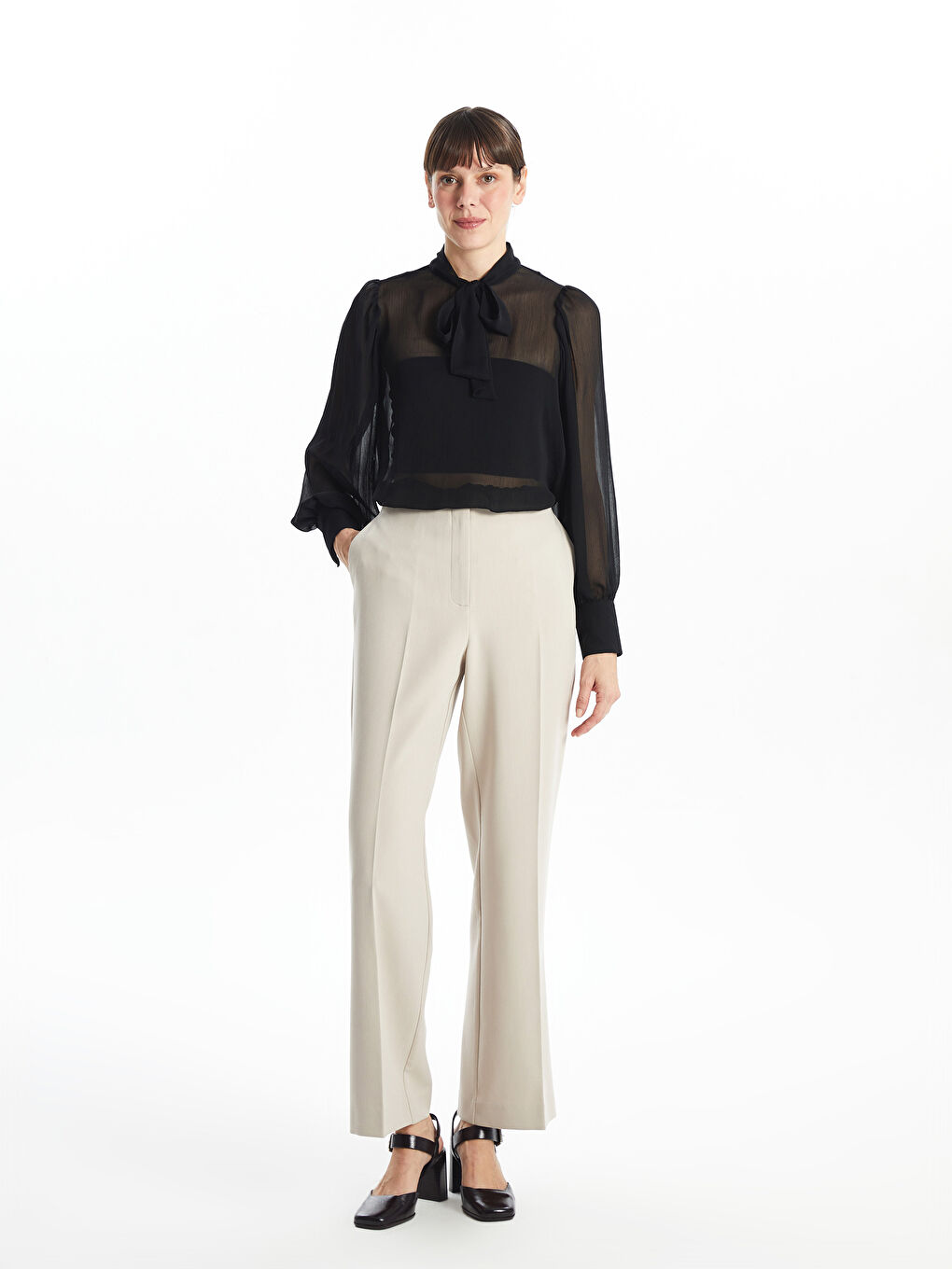 Standard Fit Pleated Women's Trousers -S5BO28Z8-FGB