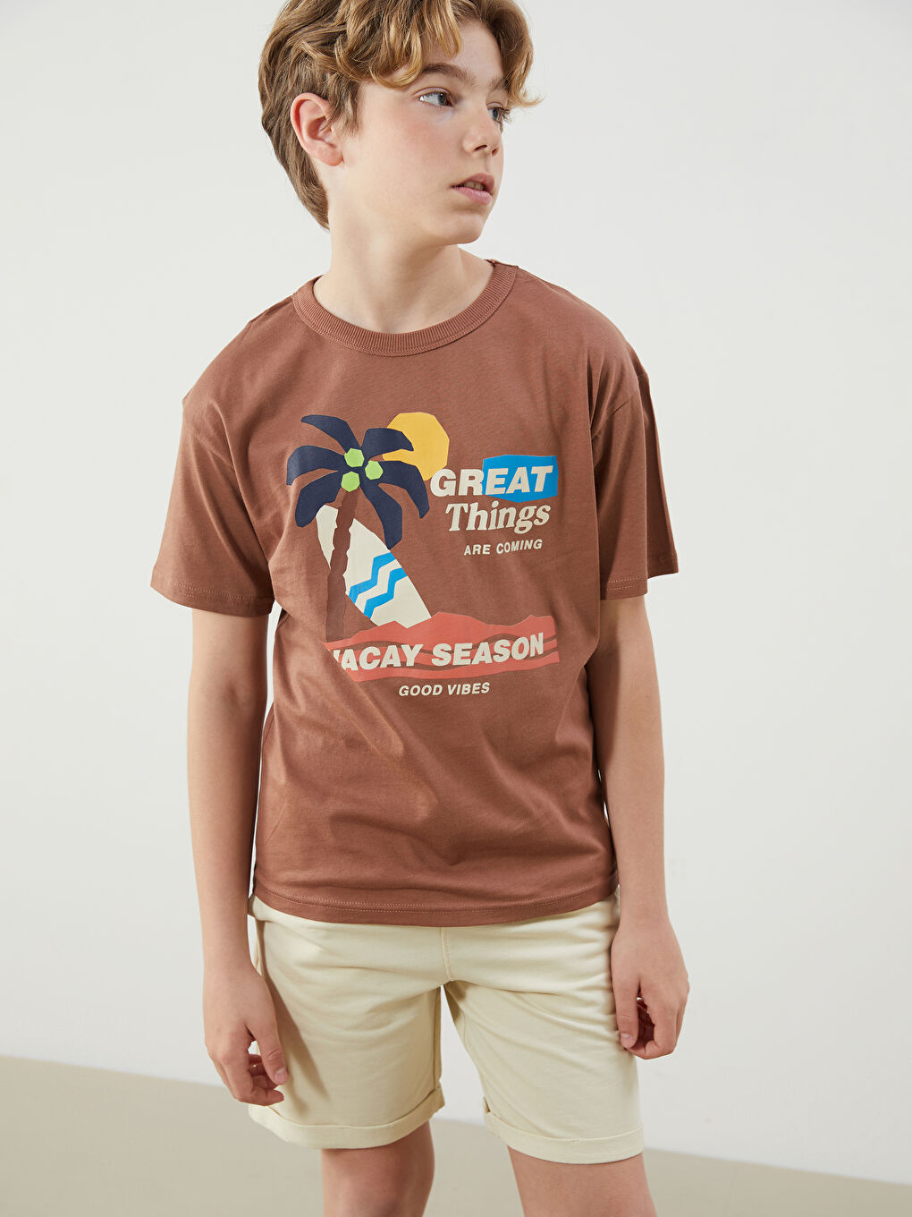Crew Neck Boys' T-Shirt and Shorts -S5BO44Z4-H31