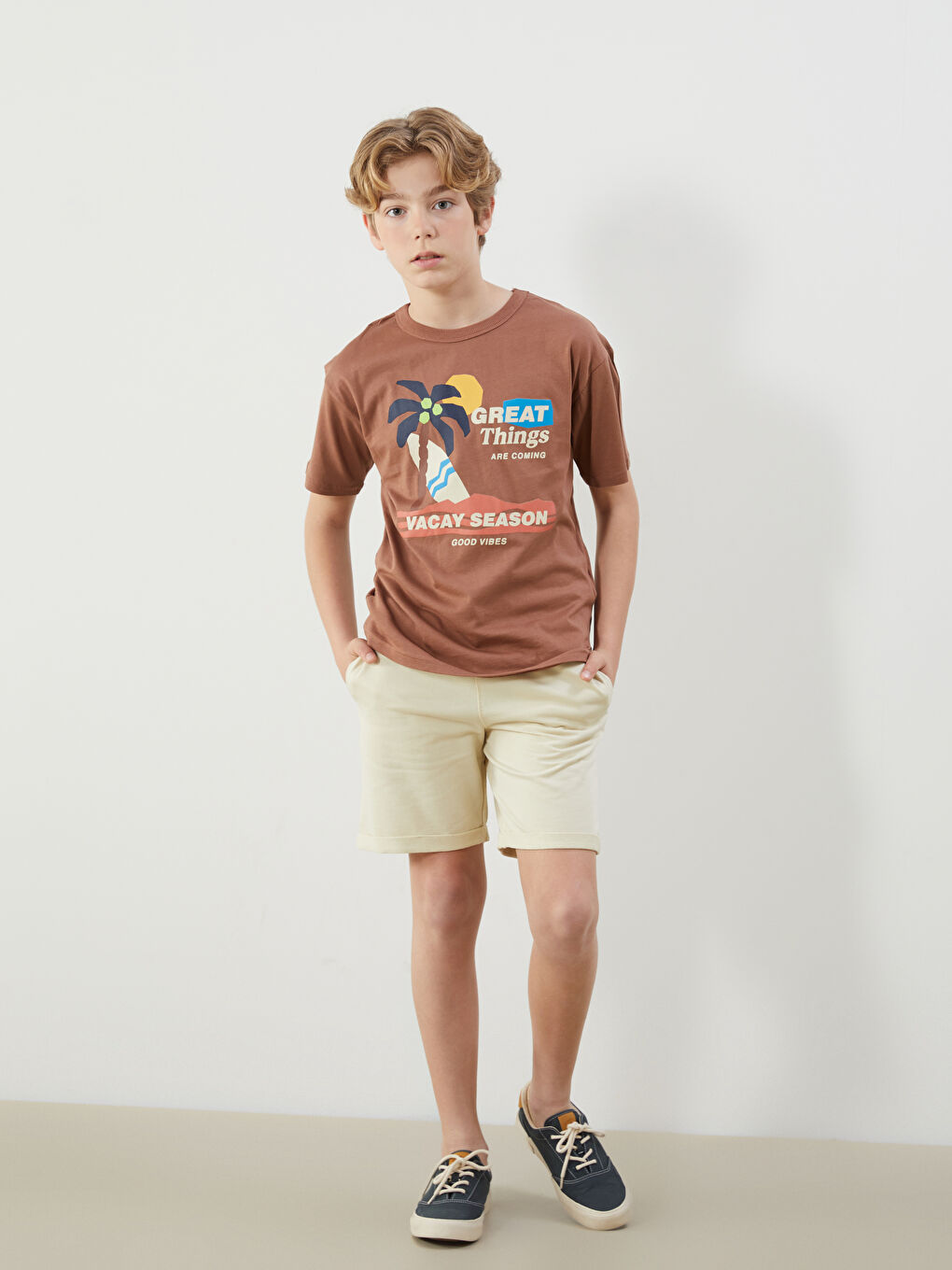 Crew Neck Boys' T-Shirt and Shorts -S5BO44Z4-H31