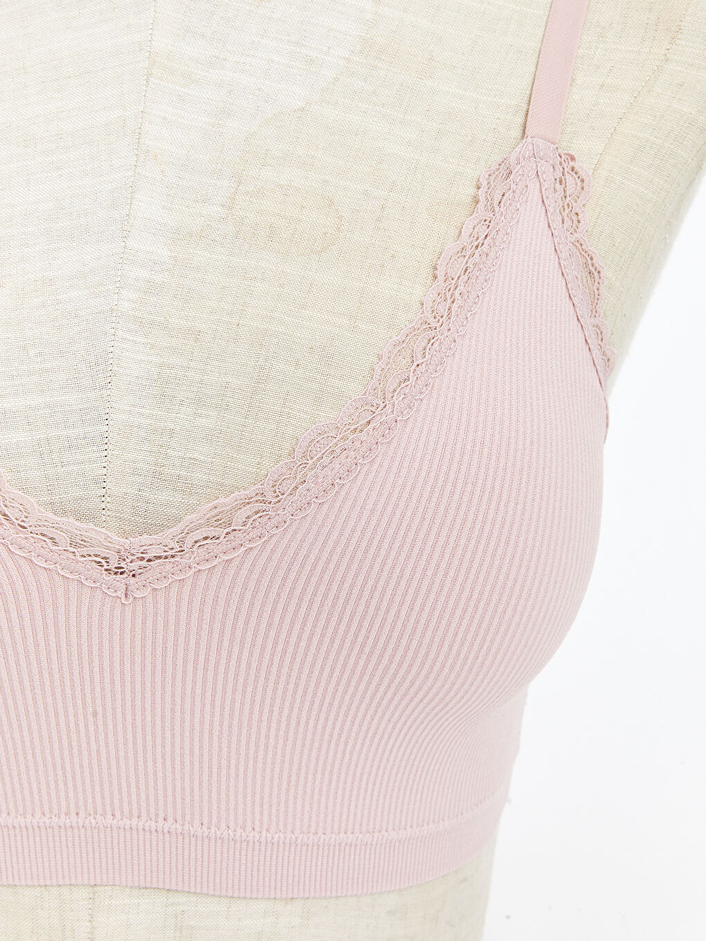 Lila Balensiz Dolgusuz Dantel Detaylı Büstiyer-2