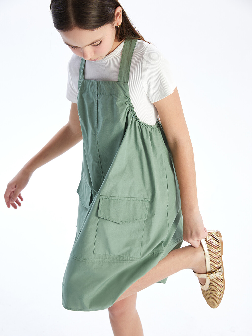 slim fit dress slacks Reagan Stretch Denim Overall Dress FINAL SALE – The Main Street Exchange main image 0