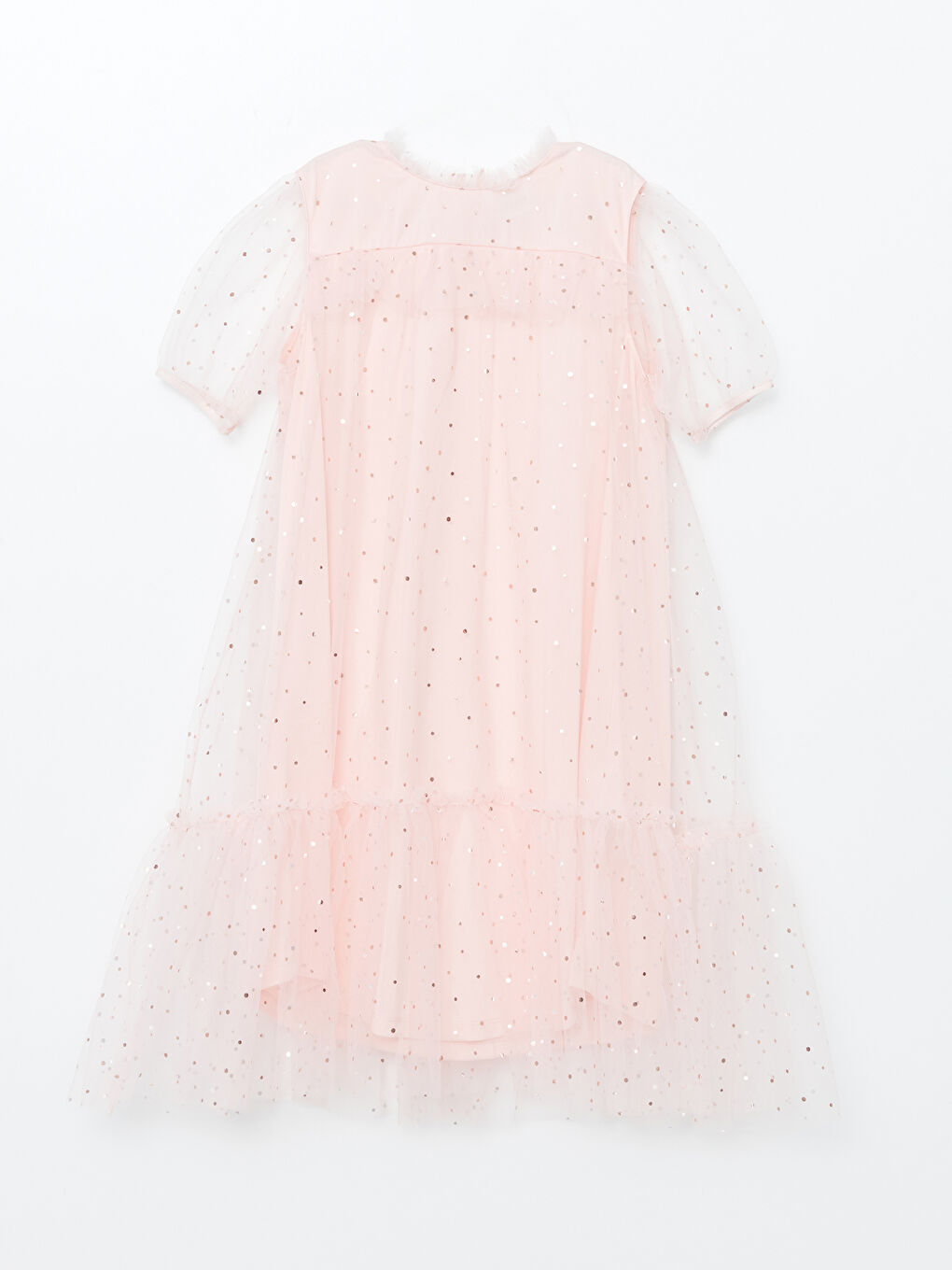 LCW Kids Crew Neck Sparkly Girls' Dress -S5BO89Z4-LT4
