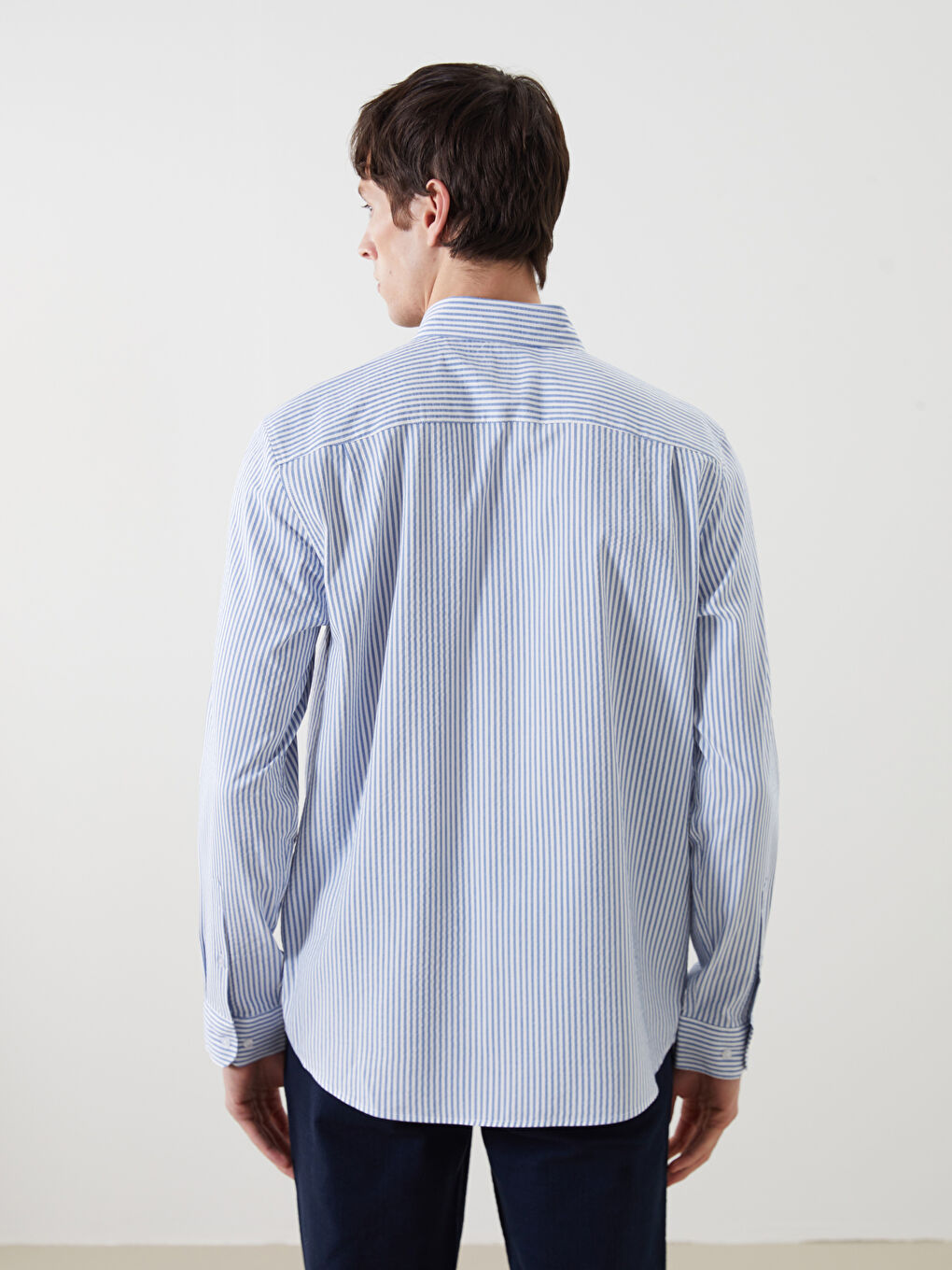 Mavi Regular Fit Uzun Kollu Çizgili Erkek Gömlek-3