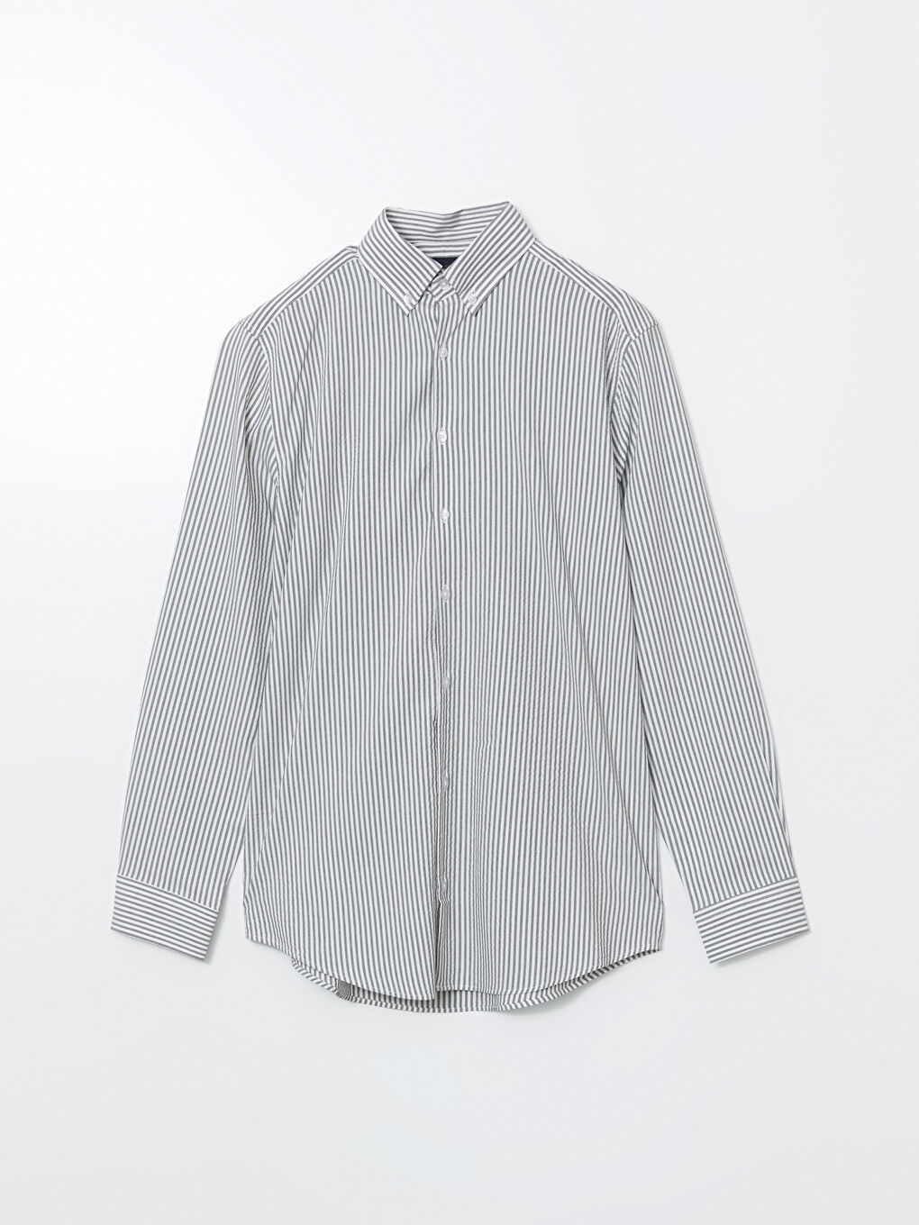 Haki Regular Fit Uzun Kollu Çizgili Erkek Gömlek-4
