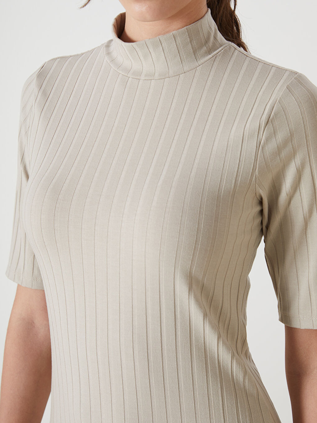 Funnel Neck Textured Women's Dress -S5BQ41Z8-CR8