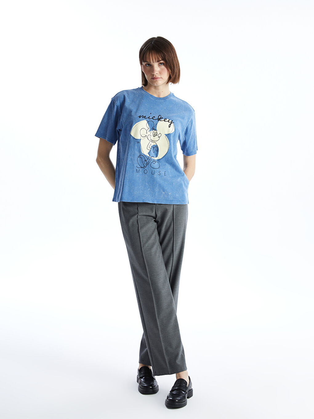 LC Waikiki Crew Neck Mickey Mouse Printed Women's T-Shirt -S5BQ45Z8-466